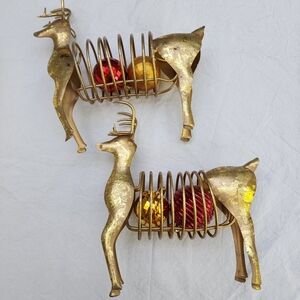 Gold metal reindeer, set of two Christmas decor